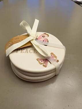 Rae Dunn Artisan Collection Butterfly Ceramic Coaster Set of 4